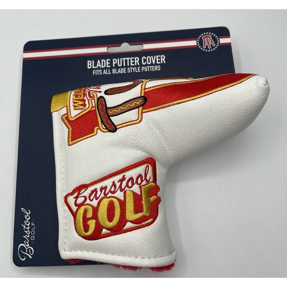 CMC Design Barstool Golf Head Cover White Yellow Red Faux Leather‎